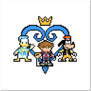 Kingdom Hearts Sora, Donald Duck & Goofy 8-Bit Pixel Art Posters and Art